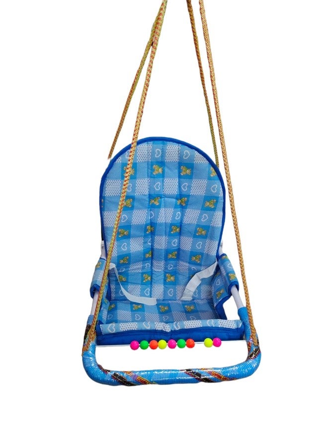 Maanit Cotton Swing Chair Folding and Washable, 1-5 Years with Safety Belt,Swing for Kids indoor and Outdoor Jhula for Babies,Baby Hanging Swing Jula (Blue) - Image 1